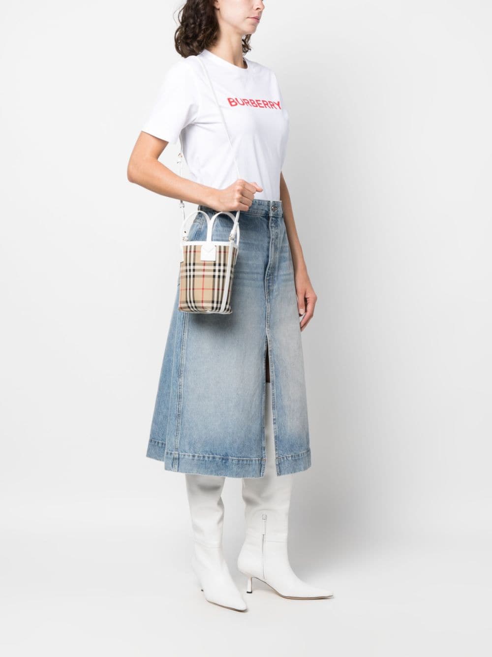 Burberry check motif mini bucket bag