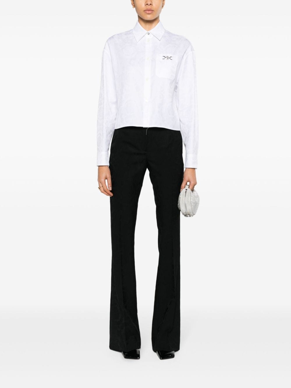 Versace Baroque jacquard crop shirt