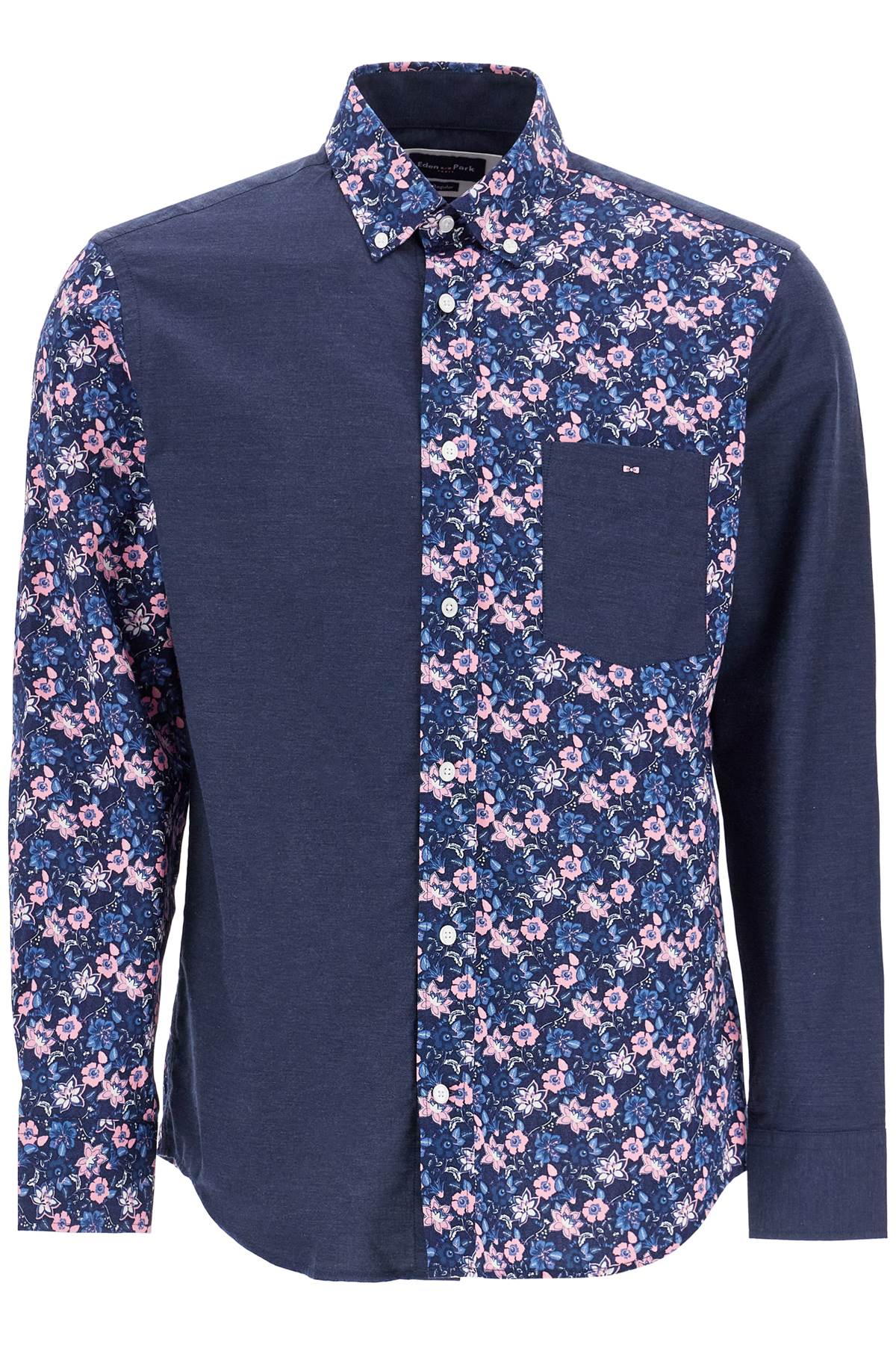 EDEN PARK blue floral long sleeve cotton regular fit shirt