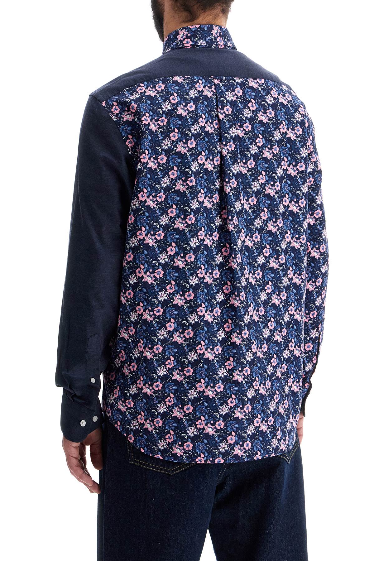 EDEN PARK blue floral long sleeve cotton regular fit shirt