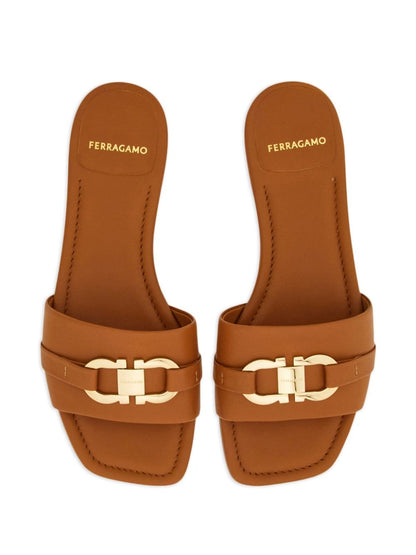 Ferragamo 40mm Gancini-buckle Leather Slides