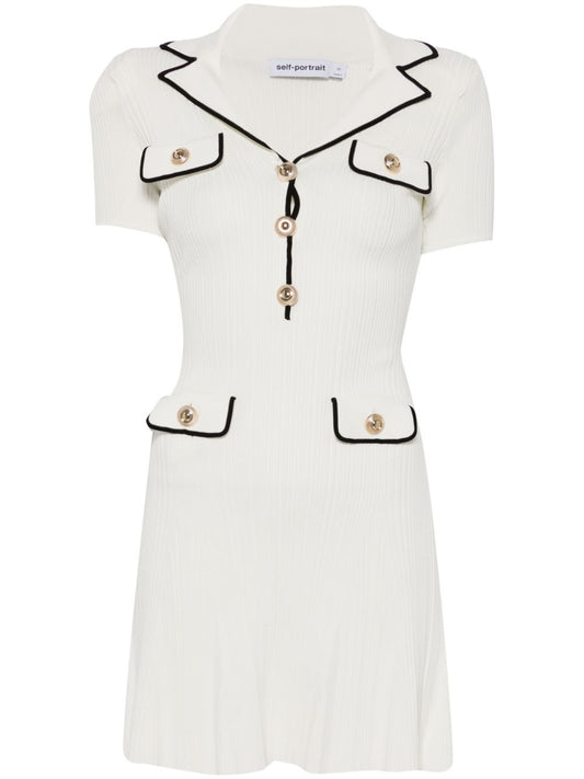 Self-Portrait ribbed-knit mini dress