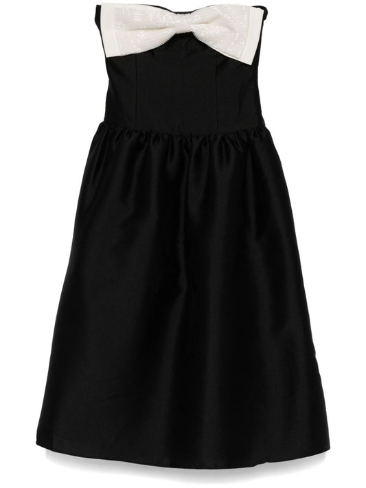 Self-Portrait Contrast Bow Midi Dress