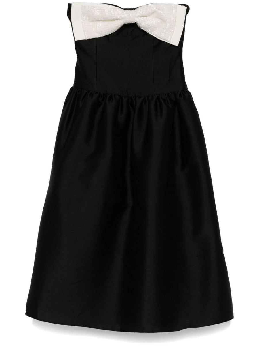 Self-Portrait Contrast Bow Midi Dress