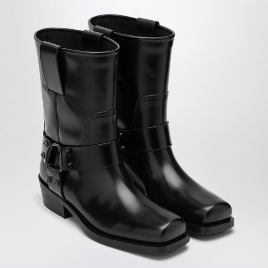 Valentino Garavani Black leather Biker Rockstud low boot