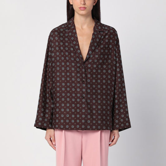 Moschino Brown silk patterned shirt