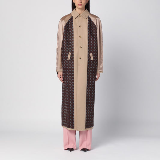 Moschino Beige reversible trench coat in gabardine and satin