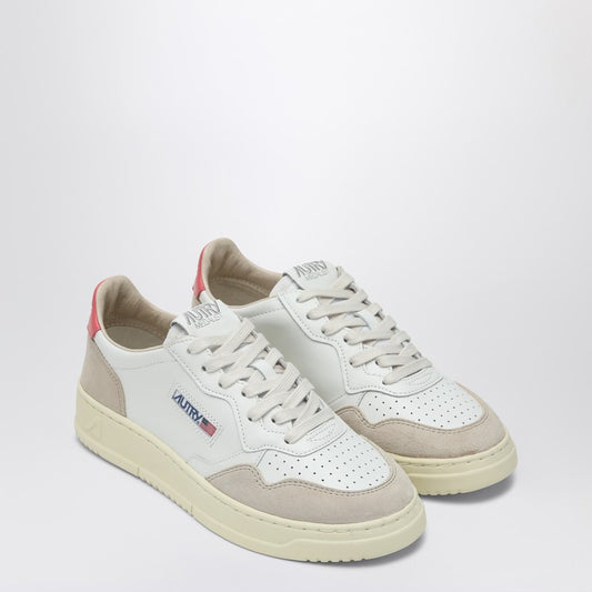 AUTRY Medalist sneakers in white/coral leather and suede