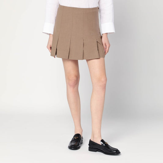 GANNI Beige flounced mini skirt