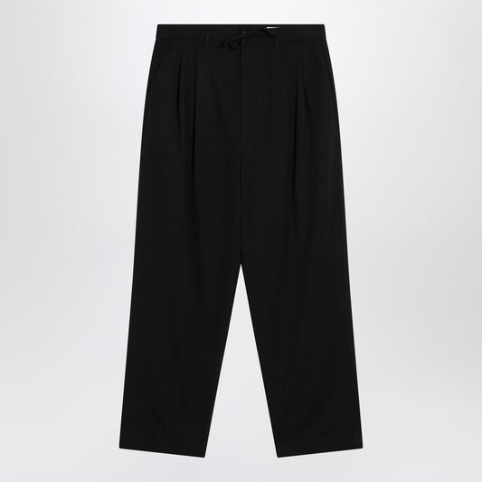 LEMAIRE Black drawstring pants in wool blend