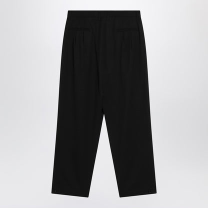 LEMAIRE Black drawstring pants in wool blend