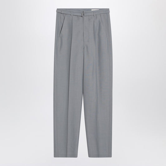 LEMAIRE Grey mélange trousers with belt