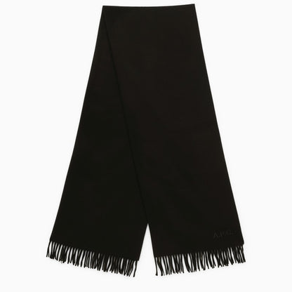 A.P.C. Alix Brodée black virgin wool scarf
