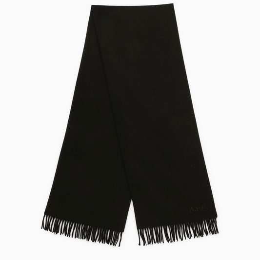 A.P.C. Alix Brodée black virgin wool scarf
